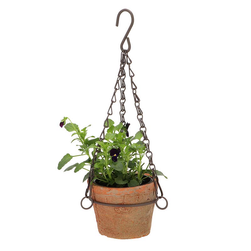 Aged Terracotta Hanging Flower Pot - Small